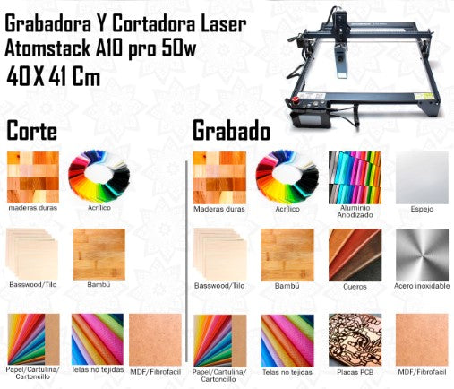 Grabadora y cortadora láser Atomstack A10 Pro 50w 40x41 cm